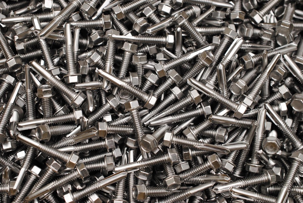 (250) Tek 5 Stainless Steel 12-24 x 1-1/4 Hex Washer Head Self-Drilling HD Screw