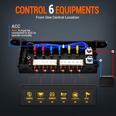 MICTUNING Wireless Switch Panel 4/6/8/12 Gang Led Toghle On-Off Switch Flash Box