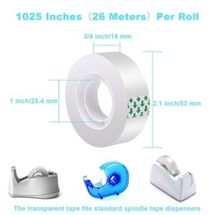 Clear Transparent Tape Rolls 3/4″ x 1000″ Dispenser Refill 15 Tape Rolls Scotch