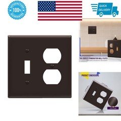 ENERLITES Toggle Light Switch/Duplex Outlet Wall Plate, Brown, 2-Gang