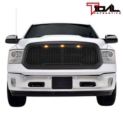 13-18 Ram 1500 Front Hood Grille Amber LED Lights ABS Shell