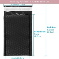 10 Pack 4×7 Inch Poly Bubble Mailers #000 Padded Envelopes Black, Poly Mailer