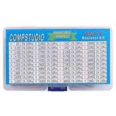 400Pcs 40 Values 1% 1/2W Resistor Kit 0 Ohm-1M Ohm Metal Film Resistors Kit