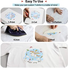 40 Sheets A-SUB Inkjet Iron-On Heat Transfer Paper DARK + LIGHT Fabric T-shirts