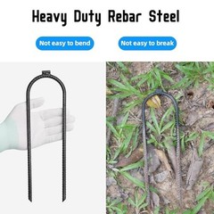 Heavy Duty U-Shaped Rebar Stakes 10″x3″ – Ground Anchor for Trampoline, Garden,