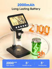 Coin Microscope, 4.3″ LCD USB Digital Microscope 1000X Coin Magnifier with 8 Adj