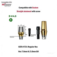 Dental Titanium Cemented straight abutment fits to Osstem Hiossen Mini Regular