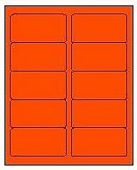 4″ x 2″ Red Fluorescent Labels (GL2040 RD) 10-UP (8.5″ x 11″)- Box of 100 Sheets