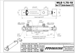 Hydraulic Cylinder For Loader Welded Double Acting 1.75″ Bore 18″ Stroke NEW