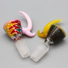 Full Color Reversal W Double horn Glass on Glass Funnel Slide Bowl 14mm