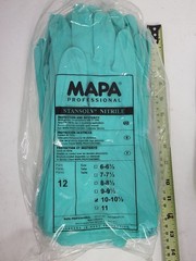 12 Pairs! MAPA A-15 Stansolv Nitile Green Cleaning Gloves Size 10 & 10-1/2 Large