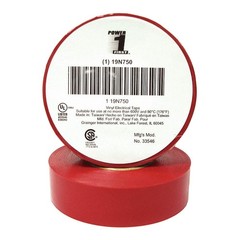 GRAINGER APPROVED 19N750 Elec Tape,60 ft Lx3/4 in W,7 mil,Red PK 10