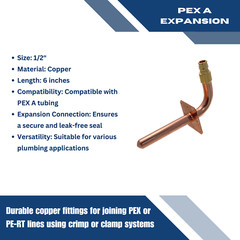 1) STUB OUT ELBOW WITH NAIL FLANGE 1/2 PEX A TUBING 3 1/2″ X 6″ EXPANSION