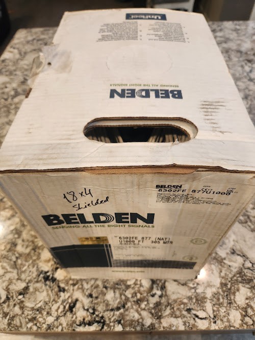 BELDEN 6302FE 877 (NAT) U1000 Ft 305 MTR 18AWG 4 Conductor Shielded Cable