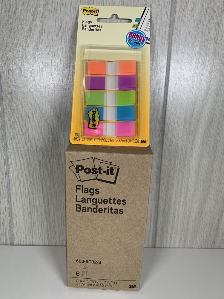 Office Post-it Flags, 0.47 in. x 1.7 in. Pastel Box 6 Dispensers 130 Flags Each