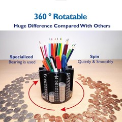 CO5IN1 Coin Sorter Pen Holder – 540pcs Capacity, 360° Rotatable