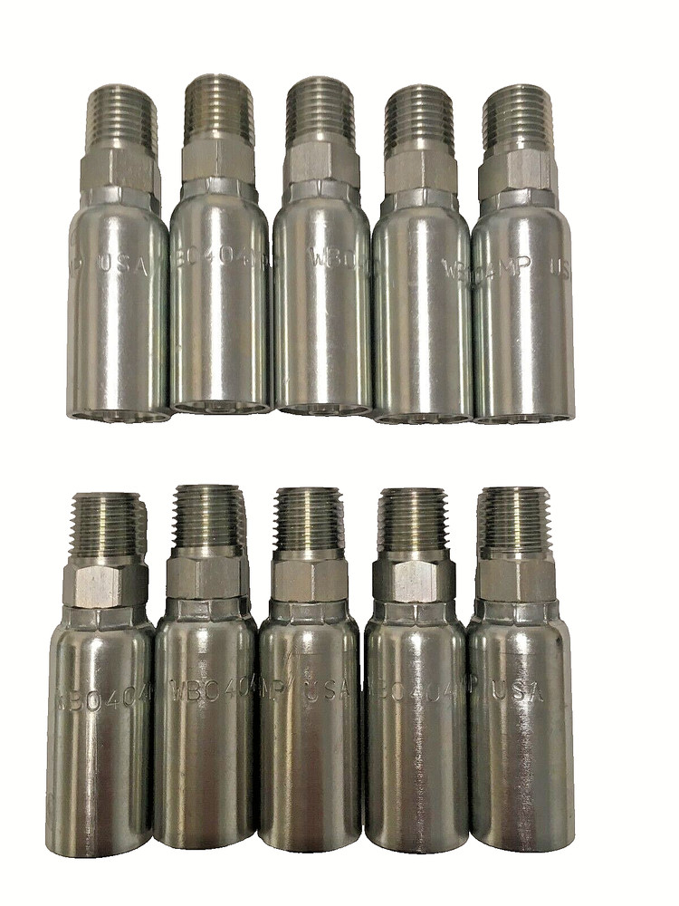 (10) MP-04-04 Hydraulic Hose Fittings 1/4 Male Pipe *Made in USA* HY/U Style