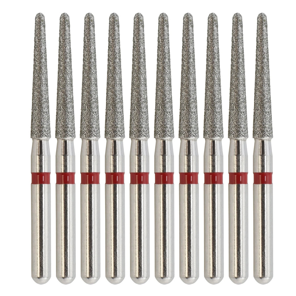 Dental Diamond Bur FG 850/016F Round End Taper Bur Fine Red Grit High Speed