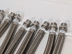 (15) Braided 316 Stainless Steel Flex Hoses, Assorted Lengths Sizes Ports
