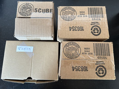 Fourteen (14) small cardboard mailing boxes, Various sizes, Used