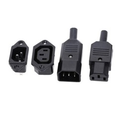 AC 10A/250V IEC Male-Female Mains Power Plug/Sock Adapter, 3-Pin, PCB Ready