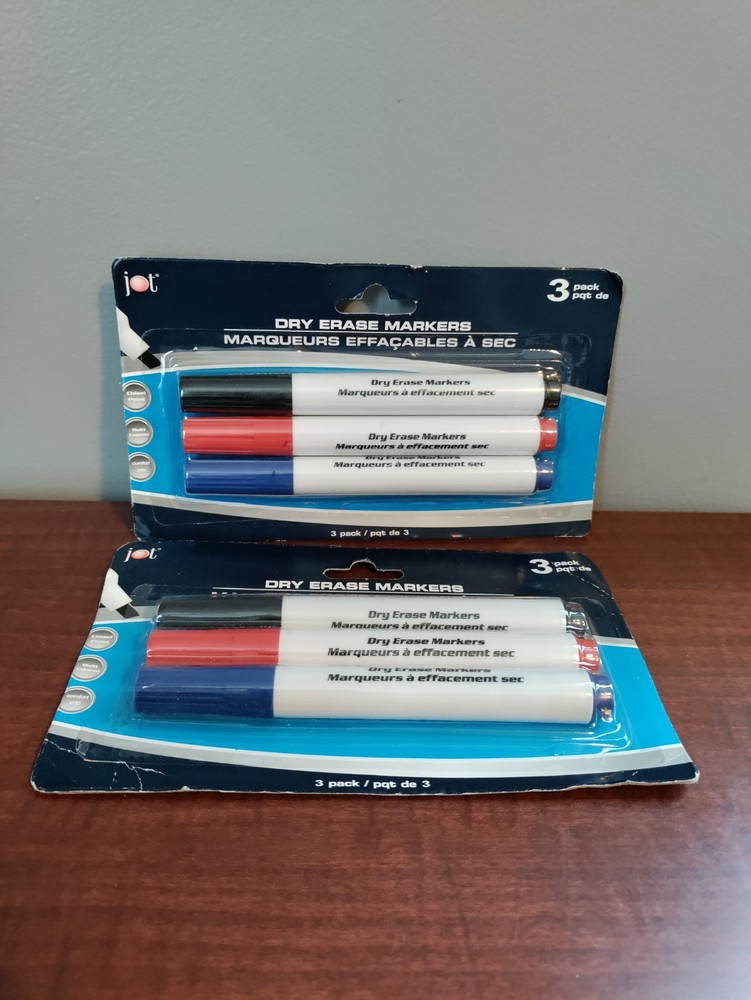 2 PACKS 6 JOT™ DRY ERASE MARKERS MULTI COLORED BLUE RED BLACK