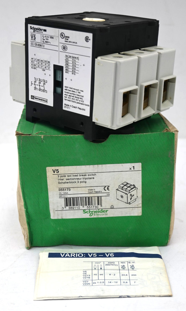 SCHNEIDER ELECTRIC V5 125A 3-POLE ISOLATING LOAD BREAK SWITCH 055173