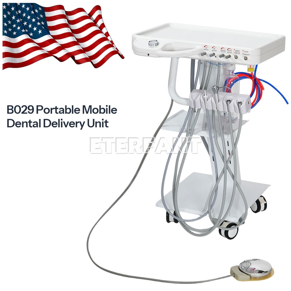 Portable Dental Mobile Delivery Unit System 4 Holes Suction Cart with Socket