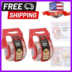 Heavy Duty Packing Tape with Dispenser 2 Pack – 2.6 Mil Thick Clear Shipping …