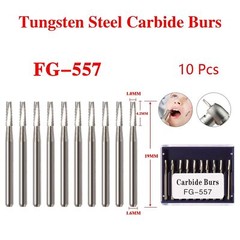 100X FG 557 Carbide Burs – Friction Grip for High-Speed Handpieces, Midwest Type