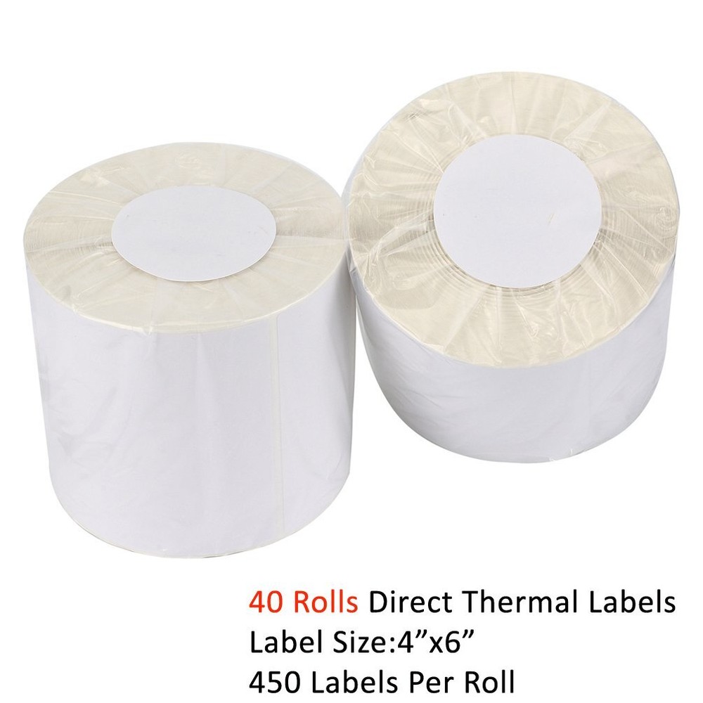 40 Rolls Direct Thermal Labels 4×6 450/Roll For Zebra Eltron ZP450 2844