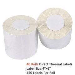 40 Rolls Direct Thermal Labels 4×6 450/Roll For Zebra Eltron ZP450 2844