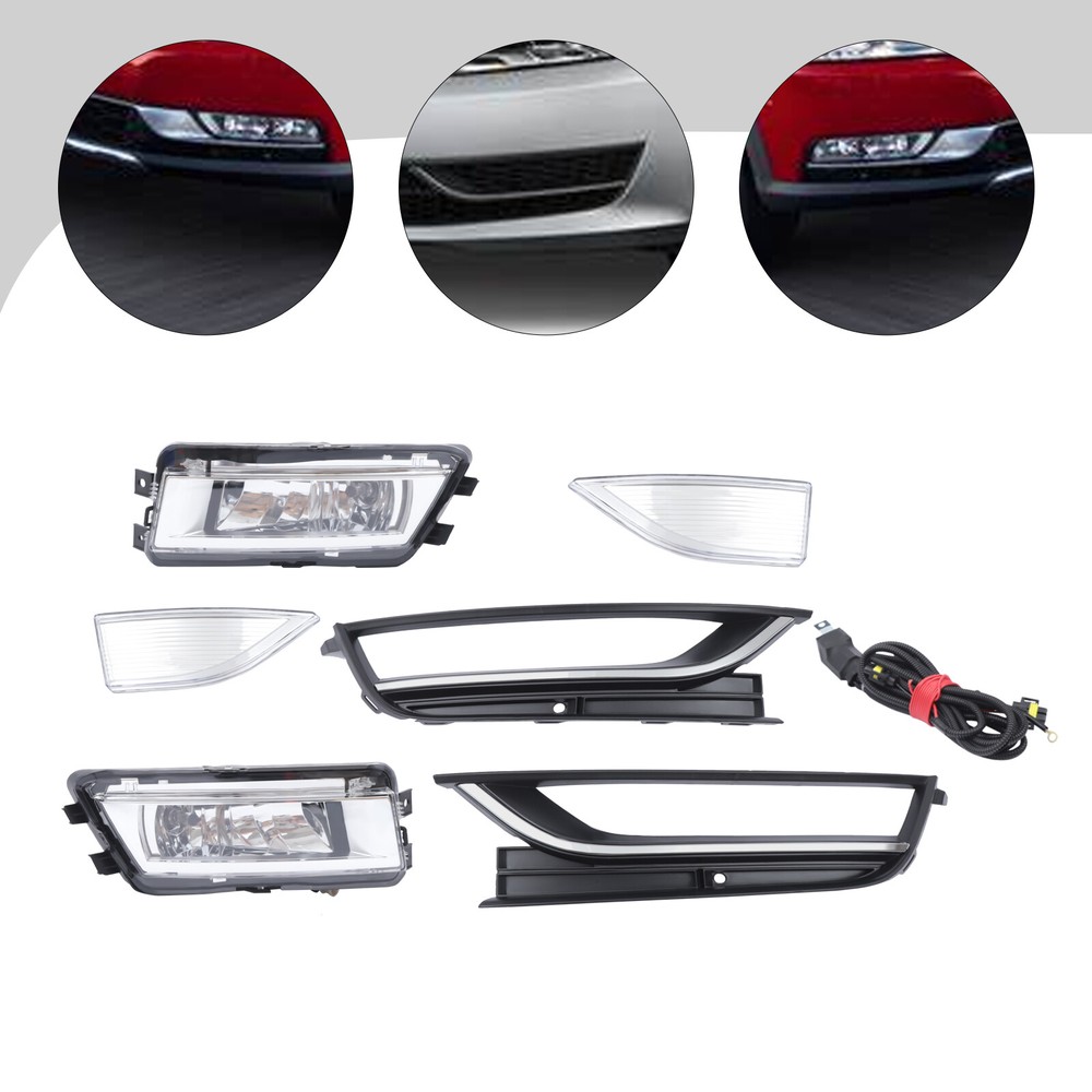 For 2012 2013 2014 2015 Volkswagen Passat Fog Lights Lamps W/ Bezels & Trims Set