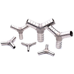 Stainless Steel 5/16″ Hose Barb Y Barbed Fitting 3 Way Wye Adapter with 3Pcs Hos