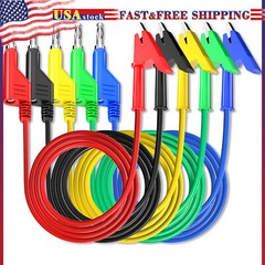 5PCS Test Lead 4mm Stackable Banana Plug to Crocodile Alligator Clip Cable