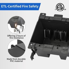 5 Pack 2-Gang Black Old Work Electrical Box, PVC, 25 Cu In, ETL, Retrofit