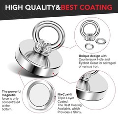 Strong Neodymium Fishing Magnets 150 Lbs68 KG Pulling Force Rare Earth Magnet…