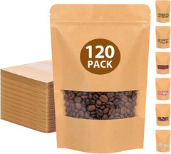 120Pcs 5.9X8.6 Inches Kraft Paper Resealable Bags for Small Business, Kraft Bags