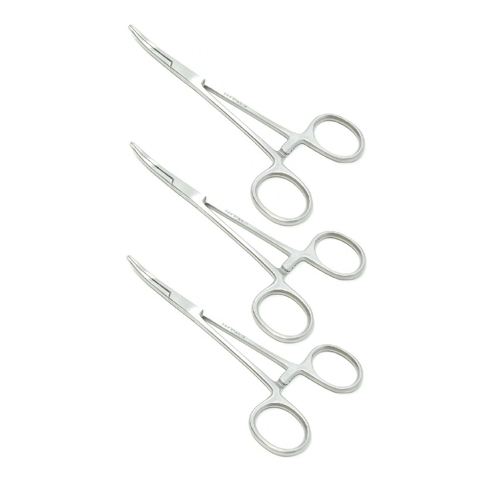 3 Premium Kelly Locking Hemostat Forceps 5.5″ Curved Satin Surgical Instrument