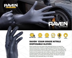 SAS Raven Black Nitrile Gloves 7mil BUNDLE OF 4 (100 Gloves/Box) Size: SMALL