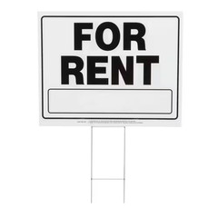 20 in. x 24 in. Corrugated Plastic for Rent Yard Sign and Holder