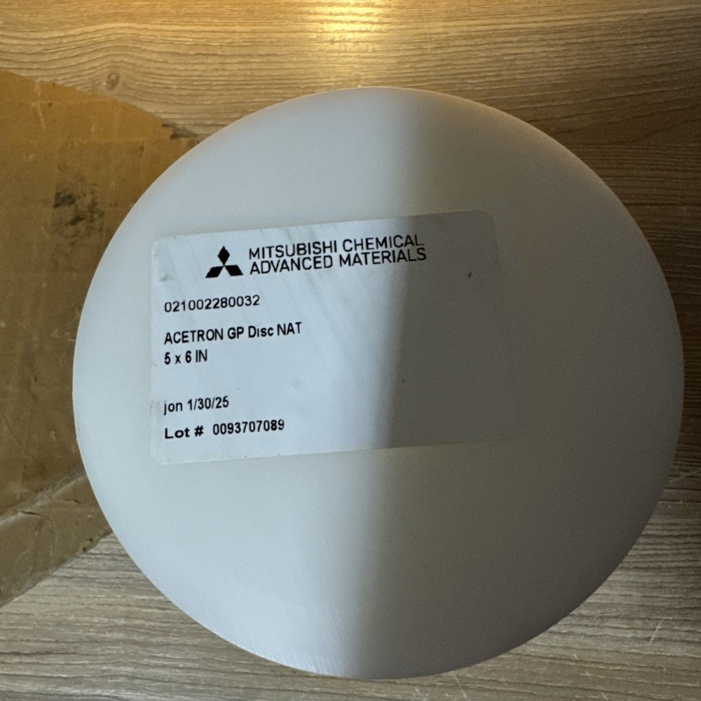 5” X 6” Block Machinable Plastic White Acetron GP DISC NAT 6 Ibs Mitsubishi