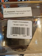 6 Rubbermaid FG201P00AMBR 1/9 Size 4” Deep Amber High Heat Plastic Food Pan