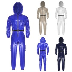US Mens Waterproof Long Sleeve Coveralls Water Resistant Front Zipper Jumpsuit