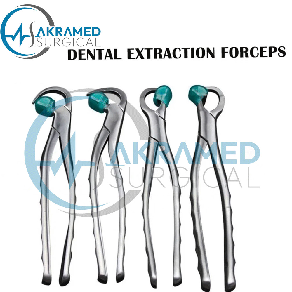 Dental Extraction Physics Forceps Standard Series Set of 4 Pcs with Bumpers