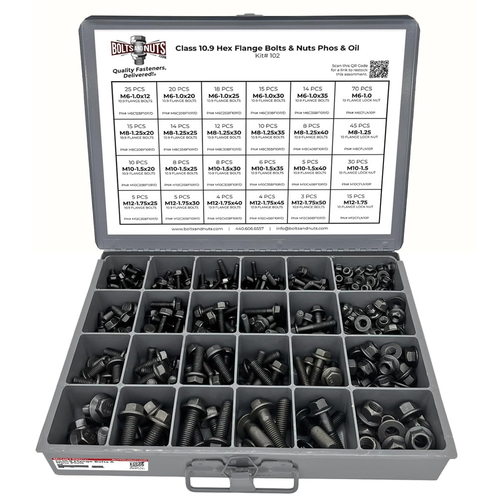Metric Class 10.9 Hex Cap Flange Frame Bolts & Locking Flange Nuts Assortment Ki