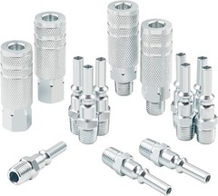 14-Pc Lincoln 1/4″ Air Hose Quick Connect Fittings Steel Male & Female