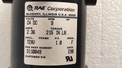 RAE Corporation 3110049 Motor 24VDC 9PRM 2.36A Torque 215 IN.LB.