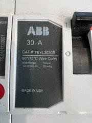GE/ABB TEYL3030B 30A 3 POLE 240VAC CIRCUIT BREAKER