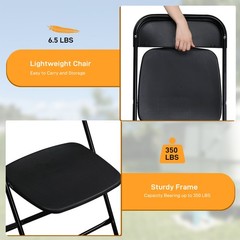 12PCS Folding Plastic Chair Wedding Party Outdoor Indoor 360LBS Capacity Black